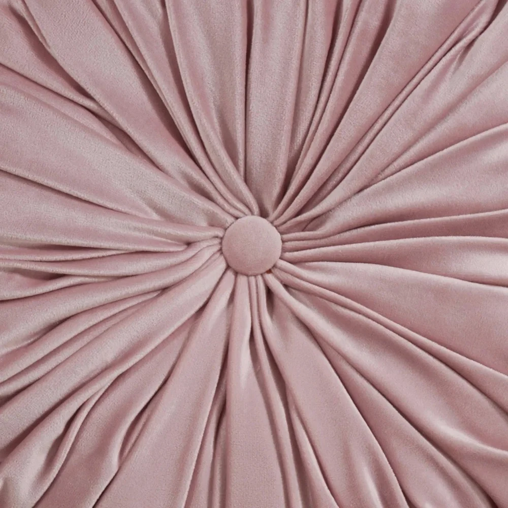 Anthropologie Velvet Pleated Round Pillow (mauve)